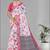white  linen  digital print saree (pink)