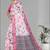 white  linen  digital print saree (pink)