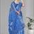 blue  linen  digital print saree (blue)
