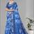 blue  linen  digital print saree (blue)
