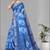 blue  linen  digital print saree (blue)