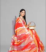 yellow multicolour digital print saree