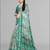 green  linen  digital print saree (green)