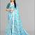 sky blue  linen cotton digital print saree (sky)