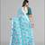sky blue  linen cotton digital print saree (sky)
