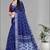 blue  linen digital print saree (navy blue)