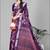 wine floral linen cotton digital print saree (purple)