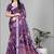 wine floral linen cotton digital print saree (purple)