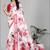 white floral linen cotton digital print saree (red)
