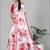 white floral linen cotton digital print saree (red)
