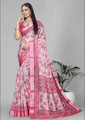 pink madhubani digital print saree (pink) 3