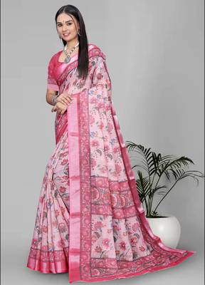 pink madhubani digital print saree (pink) 4