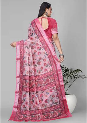 pink madhubani digital print saree (pink) 5