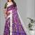 purple floral linen cotton digital print saree (purple)