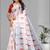white  linen  digital print saree (white)