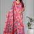 pink linen  digital print saree (multi)