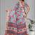 sky blue  linen  digital print saree