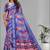 blue floral linen cotton digital print saree (purple)