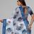white  linen  digital print saree (white)
