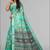 green  linen cotton digital print saree (green)