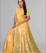 yellow yellow digital print saree