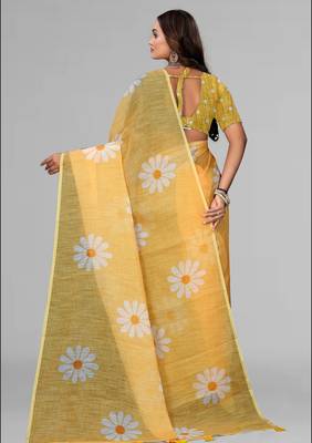 yellow yellow digital print saree 5