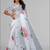 white  linen  digital print saree (white)