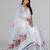 white  linen  digital print saree (white)
