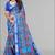 blue  linen  digital print saree (blue)