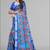 blue  linen  digital print saree (blue)