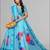 sky blue  linen  digital print saree (blue)