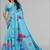 sky blue  linen  digital print saree (blue)