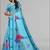 sky blue  linen  digital print saree (blue)