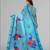 sky blue  linen  digital print saree (blue)