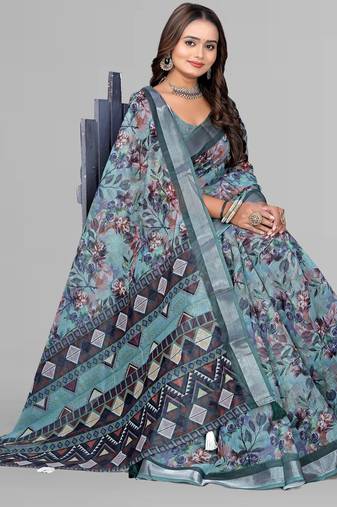 green green floral digital print 