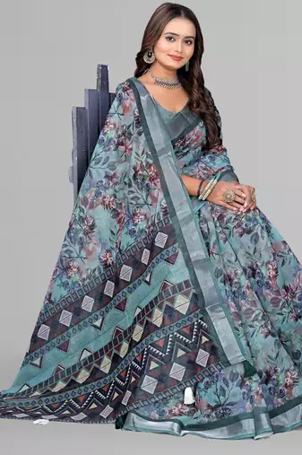 green green floral digital print 