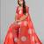 orange  linen  digital print saree (red)