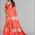orange  linen  digital print saree (red)