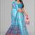 sky blue  linen cotton digital print saree (sky)