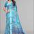 sky blue  linen cotton digital print saree (sky)