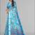 sky blue  linen cotton digital print saree (sky)