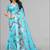 sky blue  linen cotton digital print saree (sky)