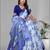 sky blue flower digital print saree