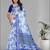 sky blue flower digital print saree