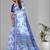 sky blue flower digital print saree