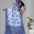 sky blue flower digital print saree