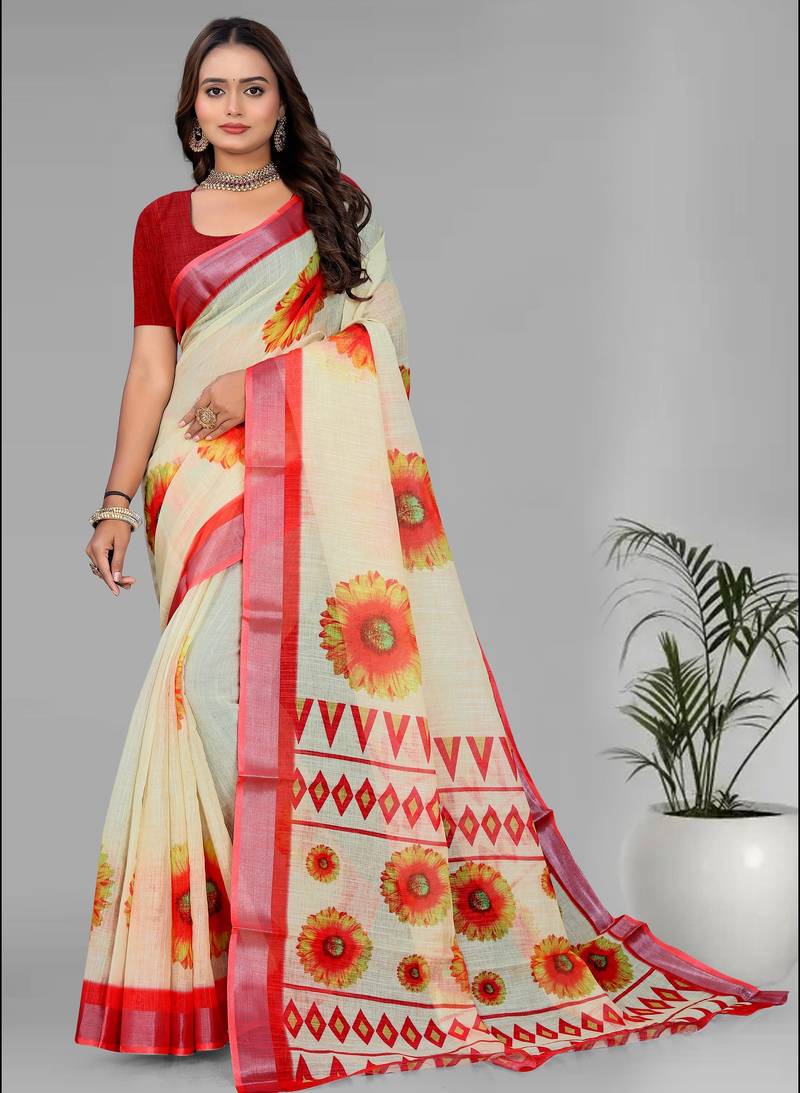 yellow sun flower digital  saree