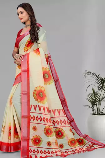 yellow sun flower digital  saree