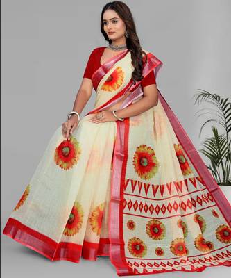 yellow sun flower digital  saree 4