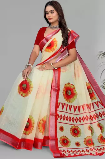 yellow sun flower digital  saree